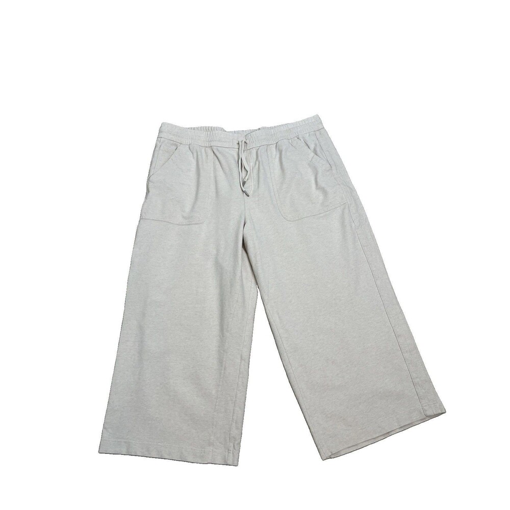 Athleta Farallon Heathered Wide Leg Crop Oatmeal Plus Size 24 Travel Casual EUC